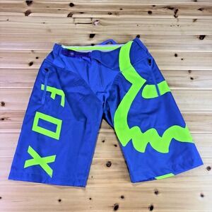 Fox Racing Shorts Mens 30 Blue and Green Demo Downhill Mountain Bike Shorts